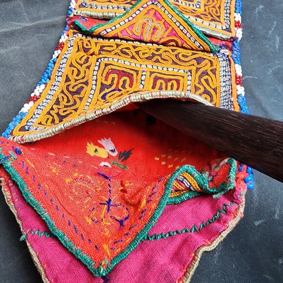 Kuchi Embroidered Pouch Wallet Central Asian Handmade Beaded Pink Flap - Picture 6 of 9